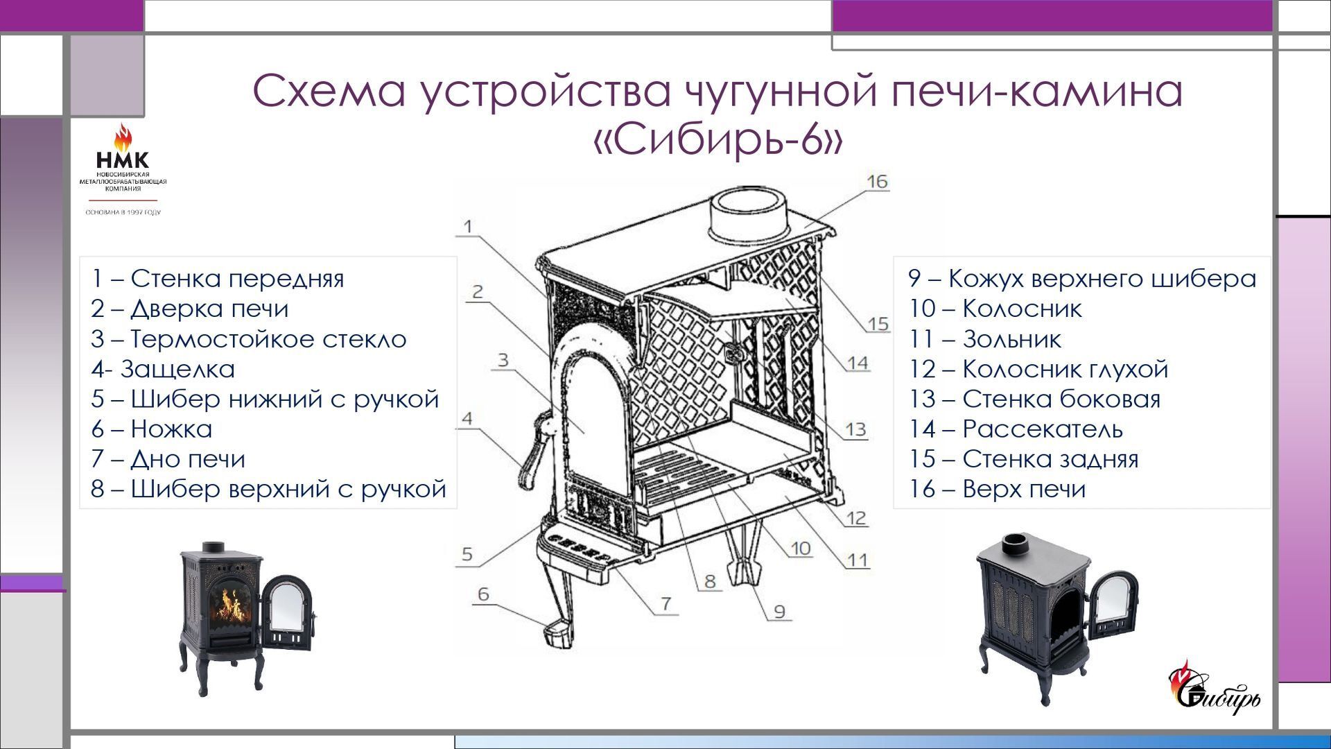 Чугунная печь-камин НМК Сибирь-10