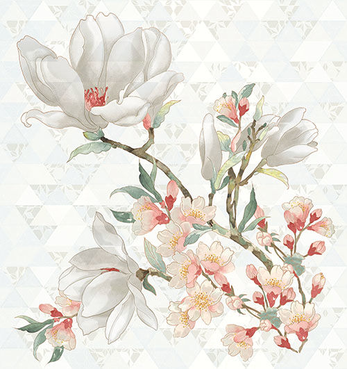 Керамическая плитка Керамин Kerlife Primavera Bianco Magnolia Панно 70,9х75,3