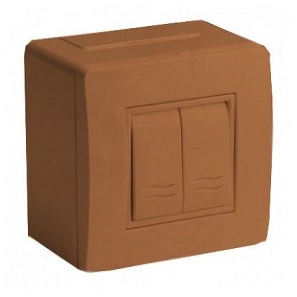 Коробка для миниканала 2 выключателя коричневая универсальная DKC