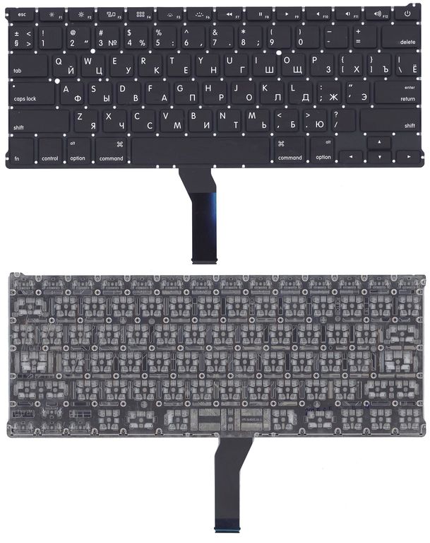 Клавиатура для ноутбука Apple A1369 2011+ черная с подсветкой, плоский ENTE
