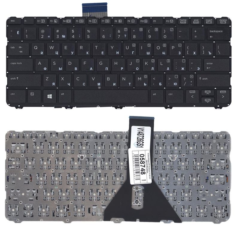 Клавиатура для ноутбука HP Probook 11 EE G1 черная без рамки (горизонтальны
