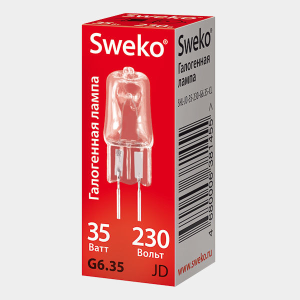 Лампа галогенная Sweko SHL-JCD-20Вт-230В-G4-CL