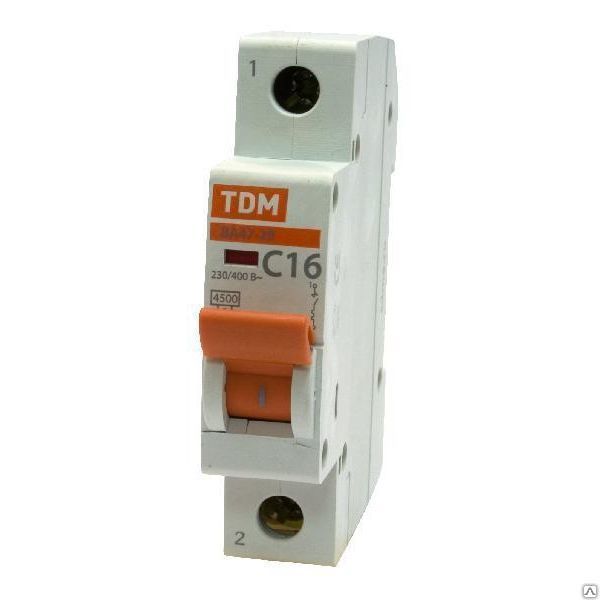 Автоматический выключатель ВА47-29 1Р 16А 4,5кА х-ка С TDM.