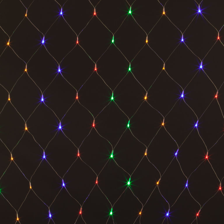 Светодиодная сеть праздничная 1,5*1,5м мульти цвет (артикул 300-001)