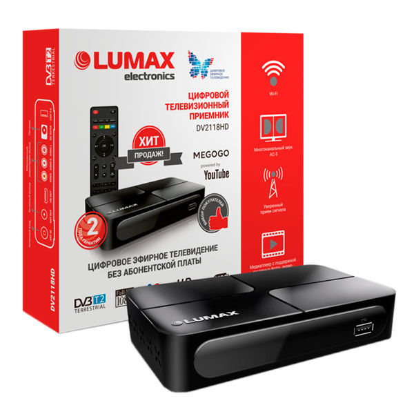 Приемник телевизионный DVB-T2 Lumax DV2118HD