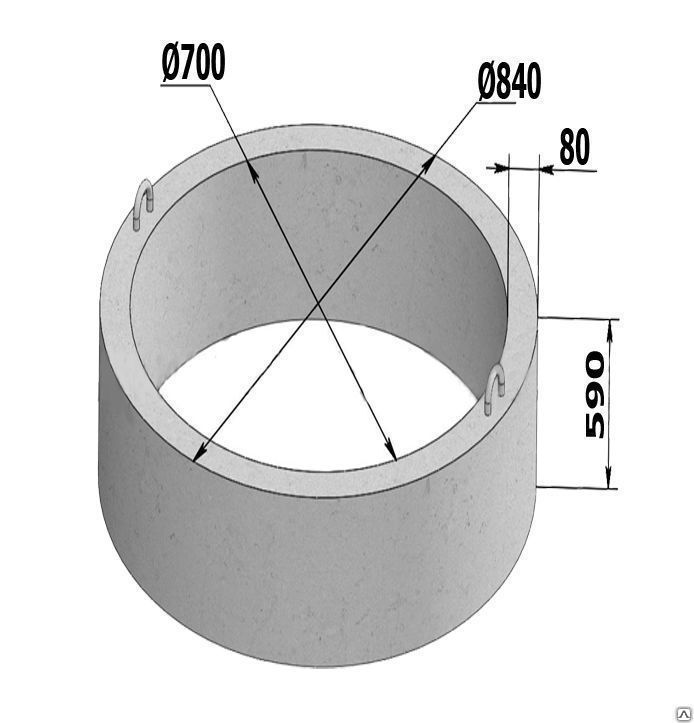 Кольцо стеновое КС 7.6 (КЦ 7.6) 700 х 840 х 590