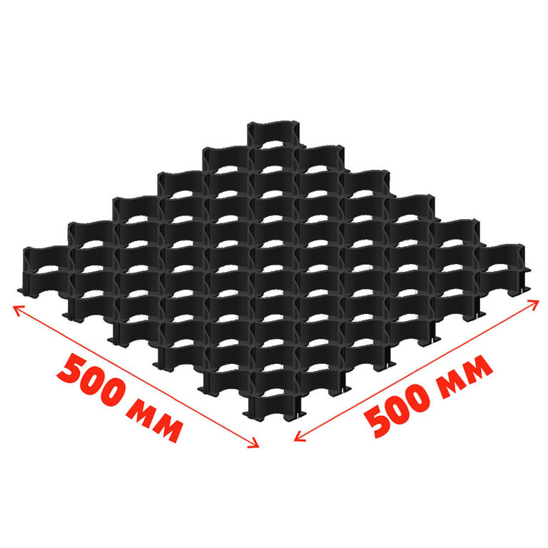 Газонная решетка усиленная для парковок "ап" черная 500*500*35 мм (25 т/м2) Альта-профиль