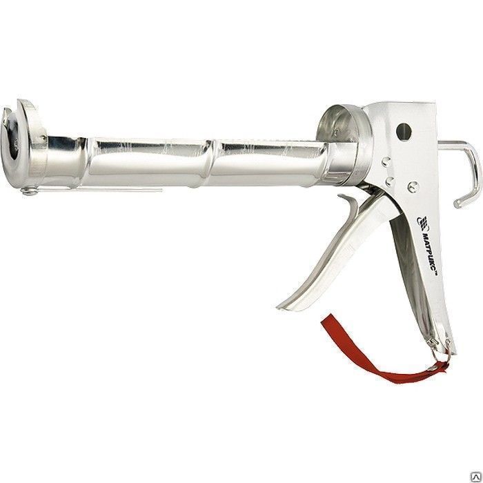 Пистолет для герметика, 310 мл, "полуоткрытый", хромированная, зубчатый што