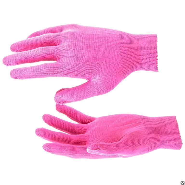 Перчатки нейлон, 13 класс, цвет розовая фуксия, L. Россия RUSSIA