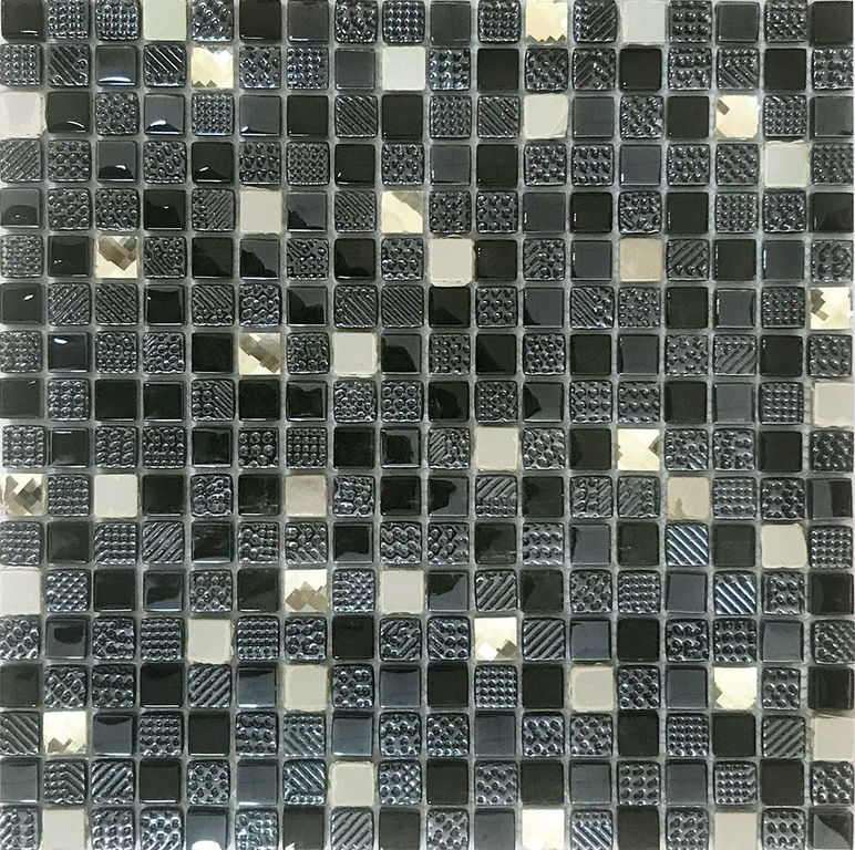 Керамическая плитка Керамин Muare Мозаика камень+стекло QG-010-15-8 1,5х1,5 30х30