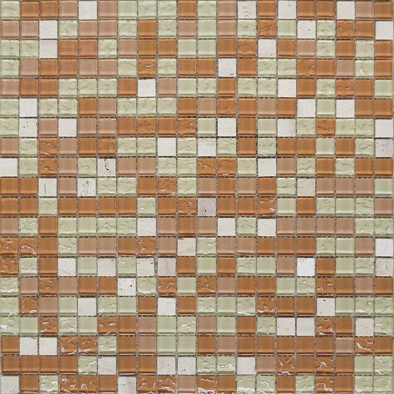 Мозаика Elada Mosaic. HK-50 (327x327x4 мм) персиковый микс Crystal+Stone