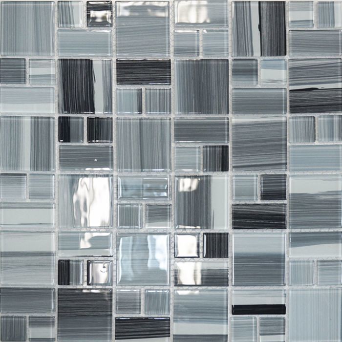 Мозаика Elada Mosaic. JSM-CH1020 (300x300x4 мм) серая полосатая mix size