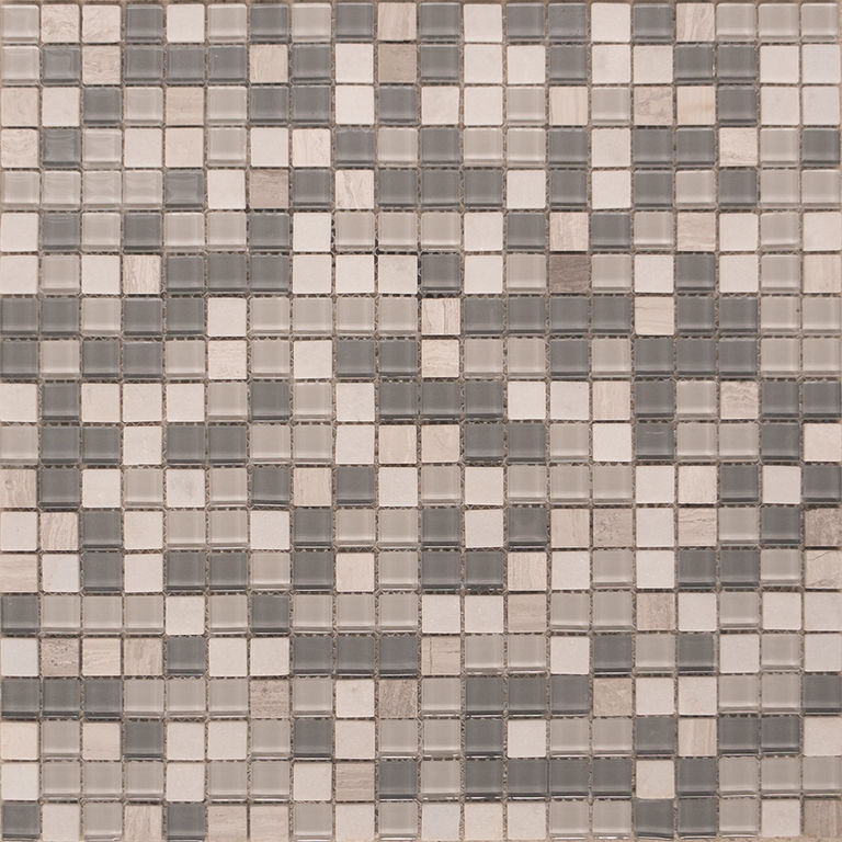 Мозаика Elada Mosaic. HK-45 (327x327x4 мм) светло-серый микс Crystal+Stone