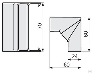 Угол внутренний изменяемый для короба 60х40 мм