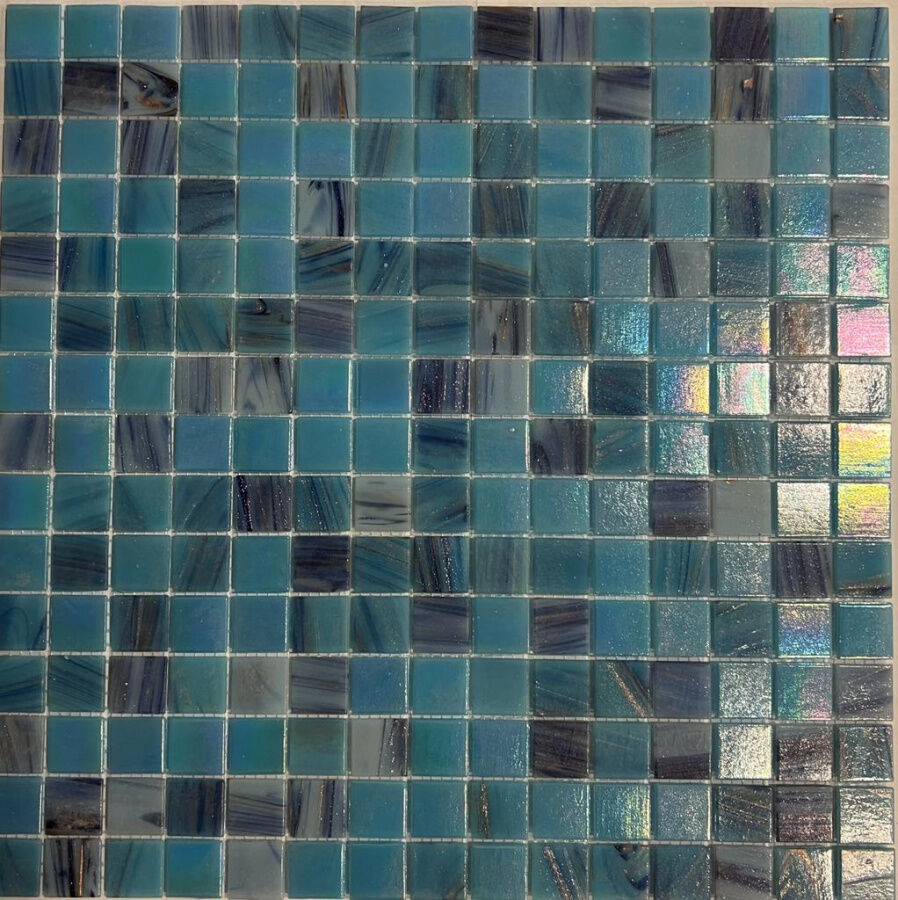 Мозаика стеклянная PIX126 (на бумаге) Pixmosaic PIX 126 синяя бассейновая