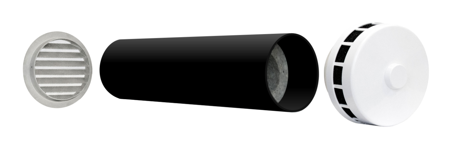 Клапан притока воздуха КПВ-125 (КИВ-125) с теплоизоляцией, решеткой и фильтром (1000 мм)