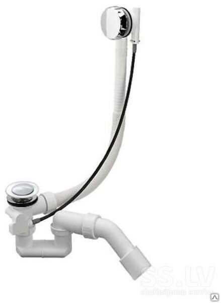 Слив-перелив п/автомат WIRQUIN для ванны с внешним кабелем L=700 мм регулируемым сифоном, вентиль и клапан латунь, с