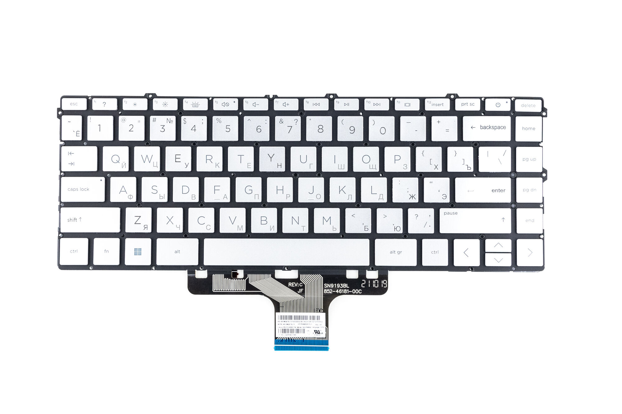 Клавиатура для HP 14-dw серая с подсветкой p/n: 490.0MQ07.BL13 M28291-FL1, SG-A2890-55A