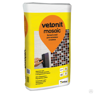 Клей для укладки искусственного и натурального камня Вебер Ветонит мозаик (с в/п более 3%) 25 кг 1014176 