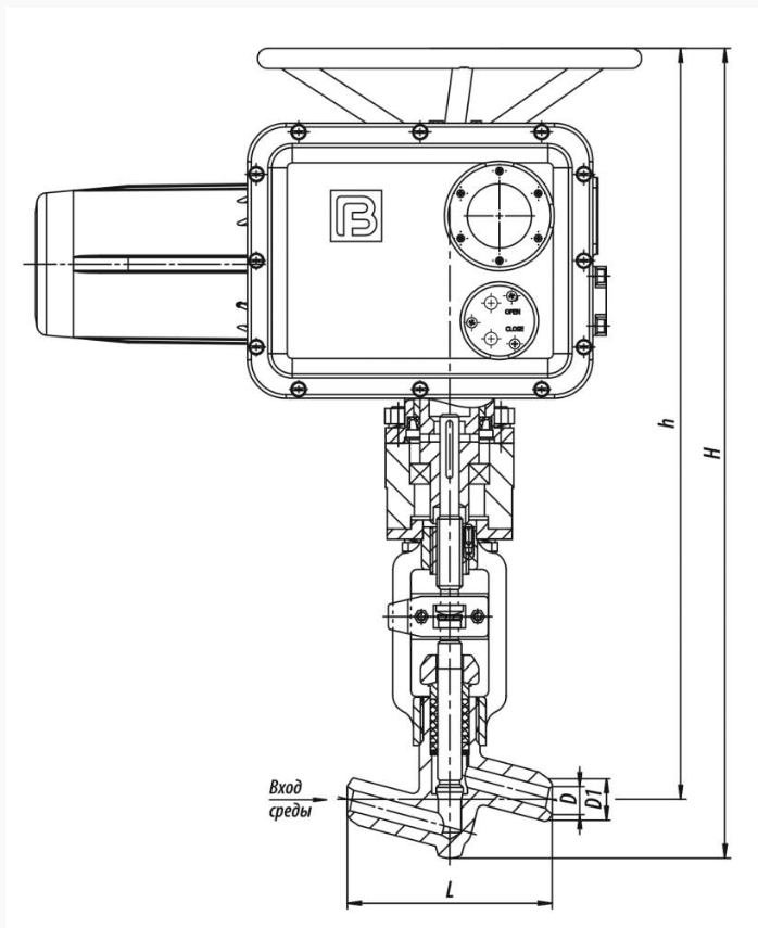 Клапан запорный сальниковый с патрубками под приварку 998-20-Э, Ру-373, Ду-20 (Чехов) под привод