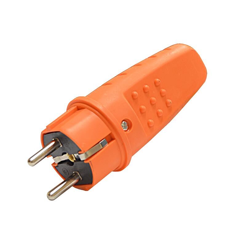 Вилка электрическая прямая 1ф 16А 250 В IP44 с заземлением каучук цвет оранжевый (еврослот) UNIVersal 3031 Universal