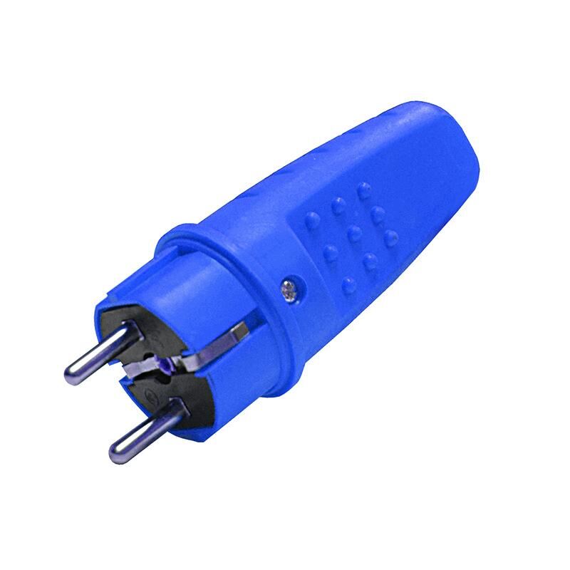 Вилка электрическая прямая 1ф 16А 250 В IP44 с заземлением каучук цвет синий (еврослот) UNIVersal 3041 Universal