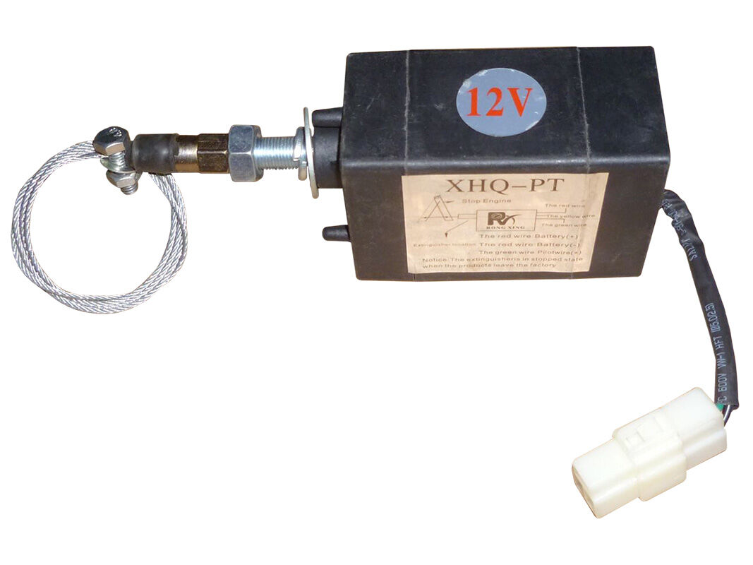 Соленоид ТНВД (12v) (с тросиком) (XHQ-PT,12 v)/(Fuel cut solenoid valve ...