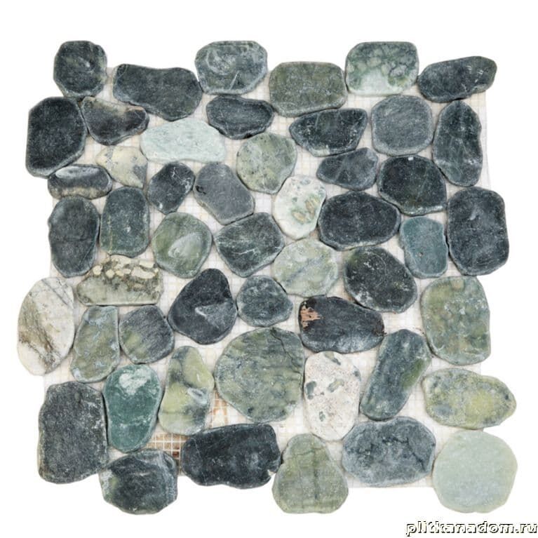 Керамическая плитка Керамин Sekitei Каменная мозаика MS9002 BC Мрамор серо-зелёный круглый 32х32