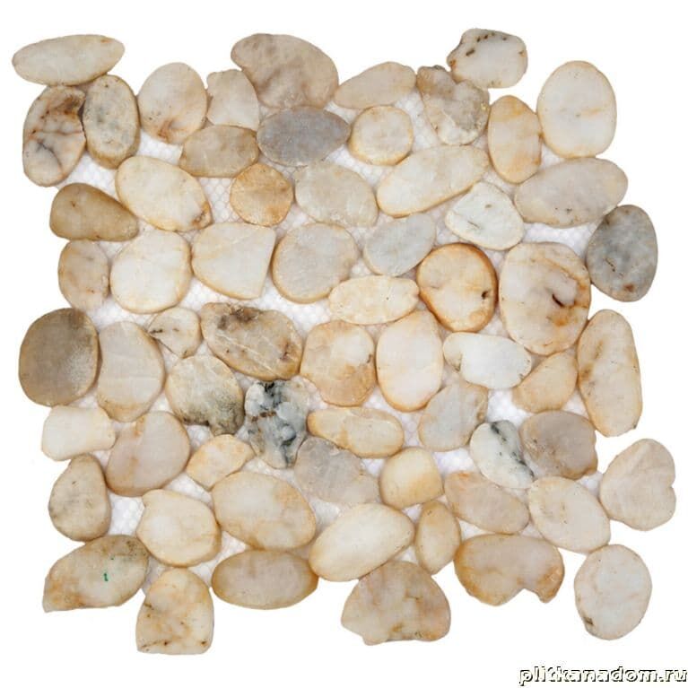 Керамическая плитка Керамин Sekitei Каменная мозаика MS00-1 BCP Галька овал белая матовая 32х32