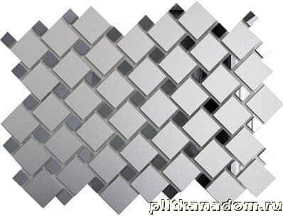 Керамическая плитка Керамин Компания ДСТ Зеркальная мозаика Серебро матовое+Графит См70Г30 2,5х2,5 и 1,2х1,2 30x30