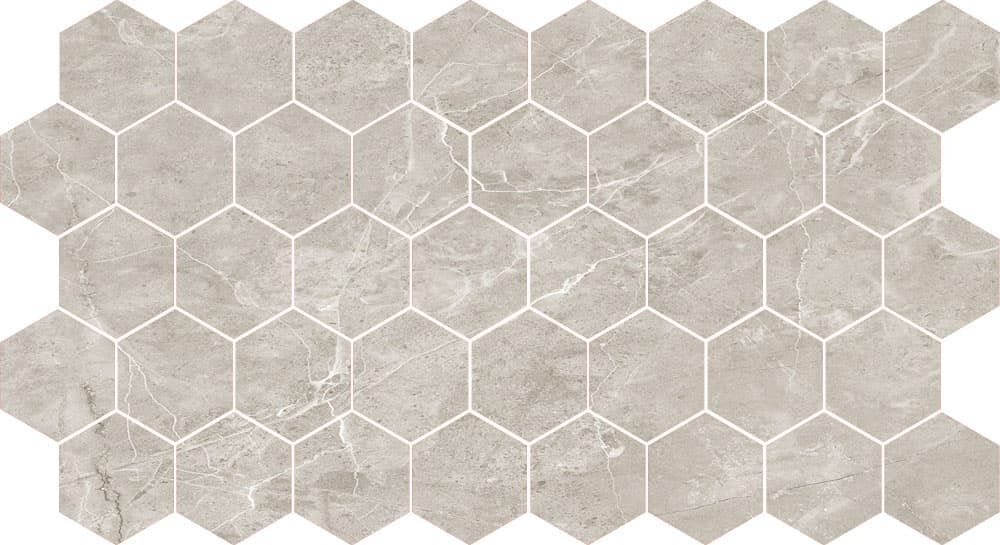 Керамическая плитка Керамин Bode Marble Porcelain BMB8557M1 Nuvola grigio мозаика полированная 26,7х30,8