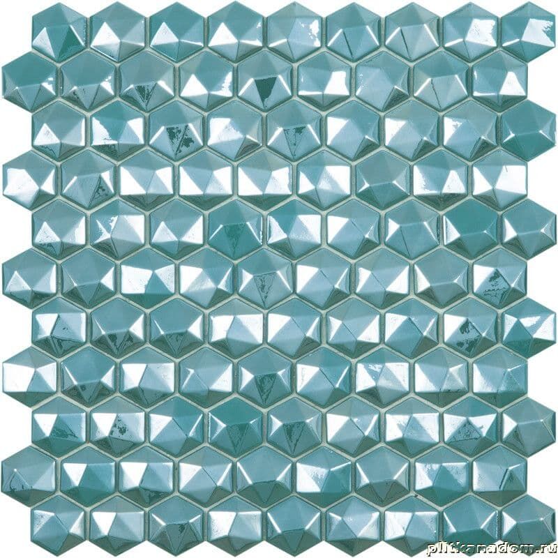 Керамическая плитка Керамин Vidrepur Hexagon Мозаика Hex Diamond № 370D Бирюзовый (на сетке) 31,7х31,7