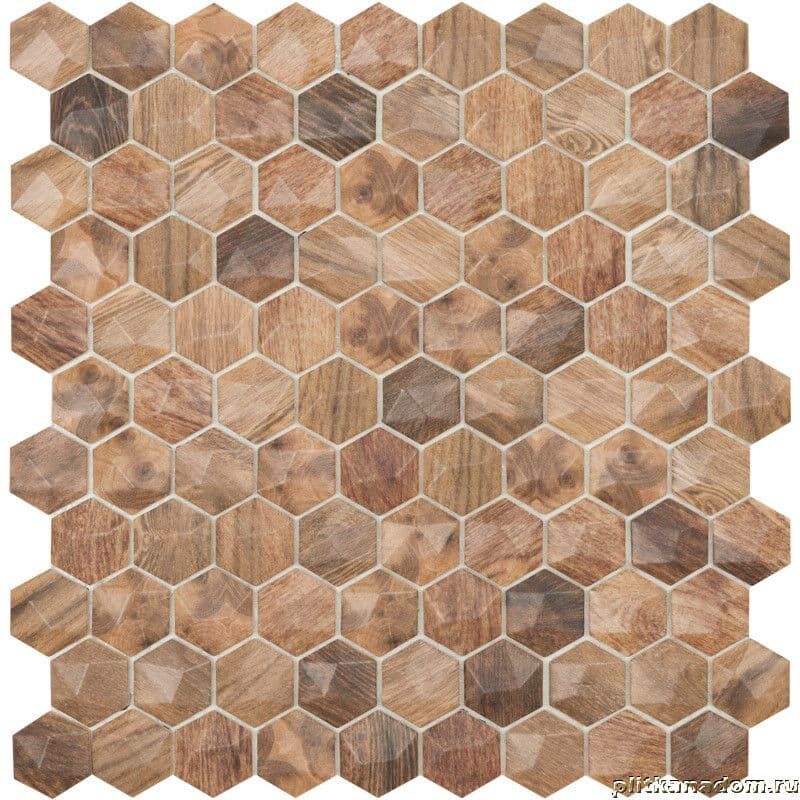 Керамическая плитка Керамин Vidrepur Hexagon Мозаика Hex Woods № 4700D (на сетке) 31,7х31,7