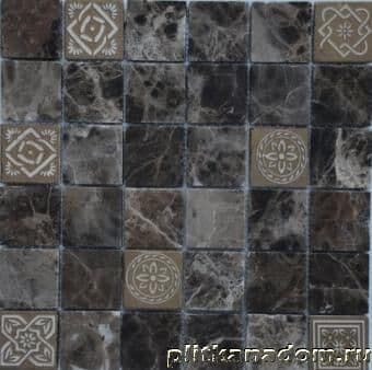 Керамическая плитка Керамин Caramelle Art Stone Emperador dark Мозаика 30х30x0,8 (4,8x4,8)