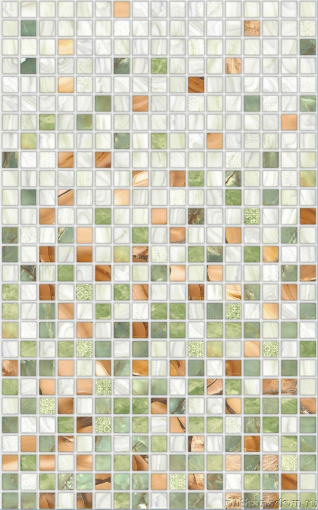 Керамическая плитка Керамин Кировская керамика (М-Квадрат) Нео 122822 Зеленая средняя Мозаика 25х40