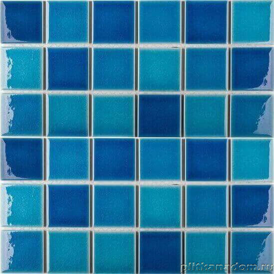 Керамическая плитка Керамин Starmosaic Homework Crackle Blue Mixed Glossy (LWWB84555) Синяя Глянцевая Мозаика 30,6х30,6