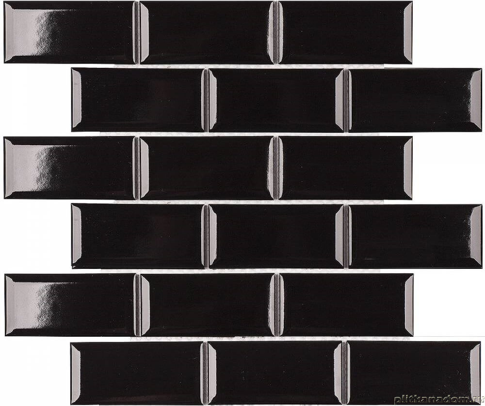 Керамическая плитка Керамин Starmosaic Homework Brick & Metro Black Glossy (AM84445) Черная Глянцевая Мозаика 28,8х29,4