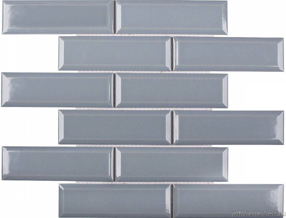 Керамическая плитка Керамин Starmosaic Homework Brick & Metro Bluish-Grey Glossy (KM41843) Серая Глянцевая Мозаика 28,7х