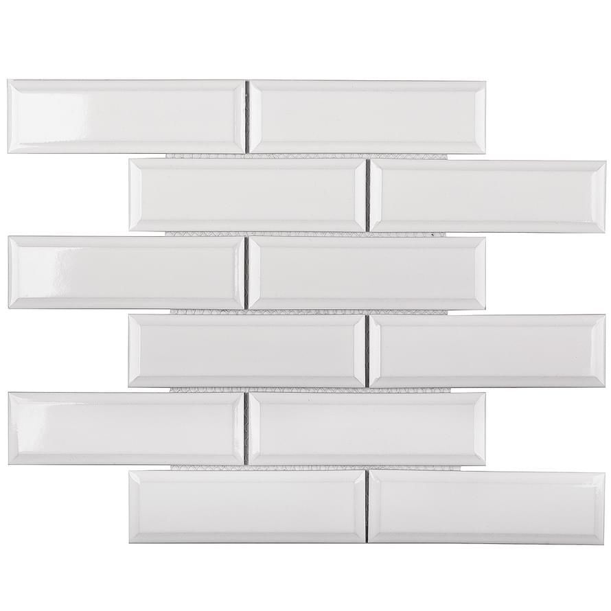 Керамическая плитка Керамин Starmosaic Homework Brick & Metro White Glossy (KM82895) Белая Глянцевая Мозаика 28,7х29,5 (