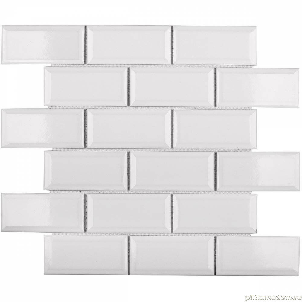 Керамическая плитка Керамин Starmosaic Homework Brick & Metro White Glossy (AM81945) Белая Глянцевая Мозаика 28,8х29,4 (