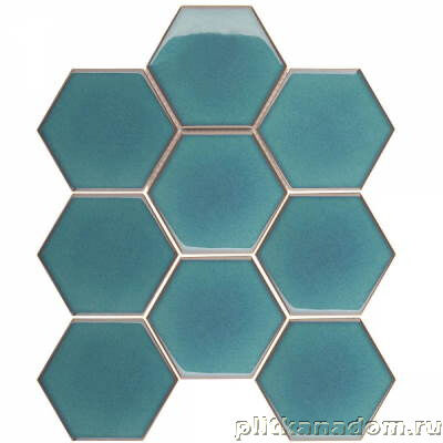 Керамическая плитка Керамин Starmosaic Homework Hexagon Big Green Glossy (JJFQ80071) Зеленая Глянцевая Мозаика 25,6х29,5