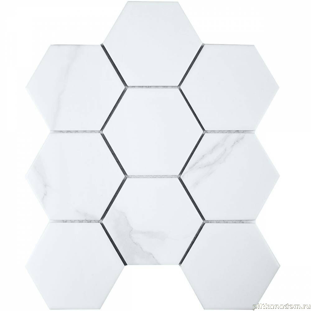 Керамическая плитка Керамин Starmosaic Homework Hexagon Big Carrara Matt (PMFQ82223) Белая Матовая Мозаика 25,6х29,5