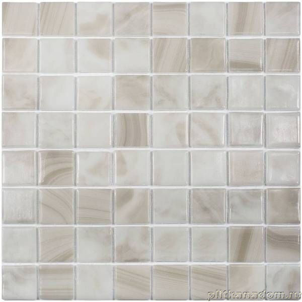 Керамическая плитка Керамин Vidrepur Nature Sea Salt №5601 (на сетке) Бежевая Глянцевая Мозаика 31,7х31,7 (3,8x3,8)