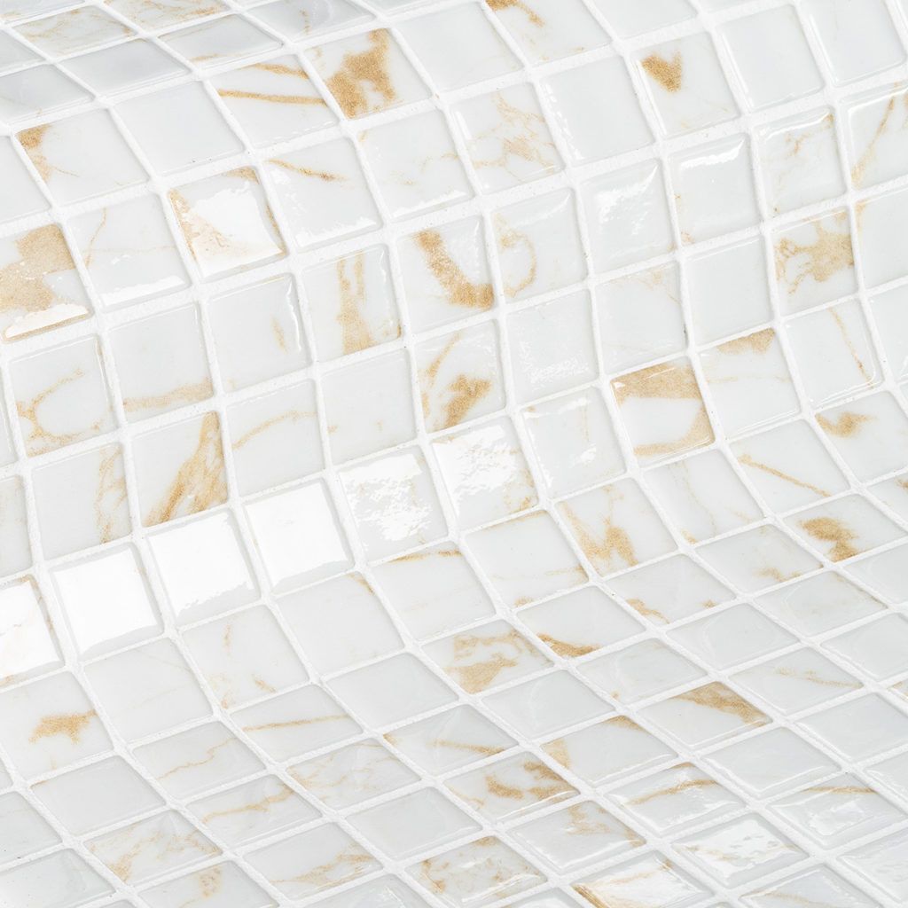 Керамическая плитка Керамин Ezarri Gemma Quartz Бежевая Стеклянная Глянцевая Мозаика 31,3х49,5 (2,5х2,5)