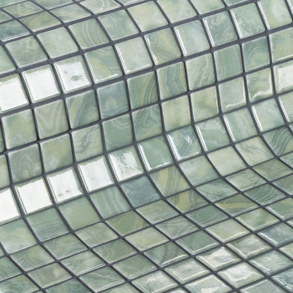Керамическая плитка Керамин Ezarri Gemma Lace Зеленая Стеклянная Глянцевая Мозаика 31,3х49,5 (2,5х2,5)