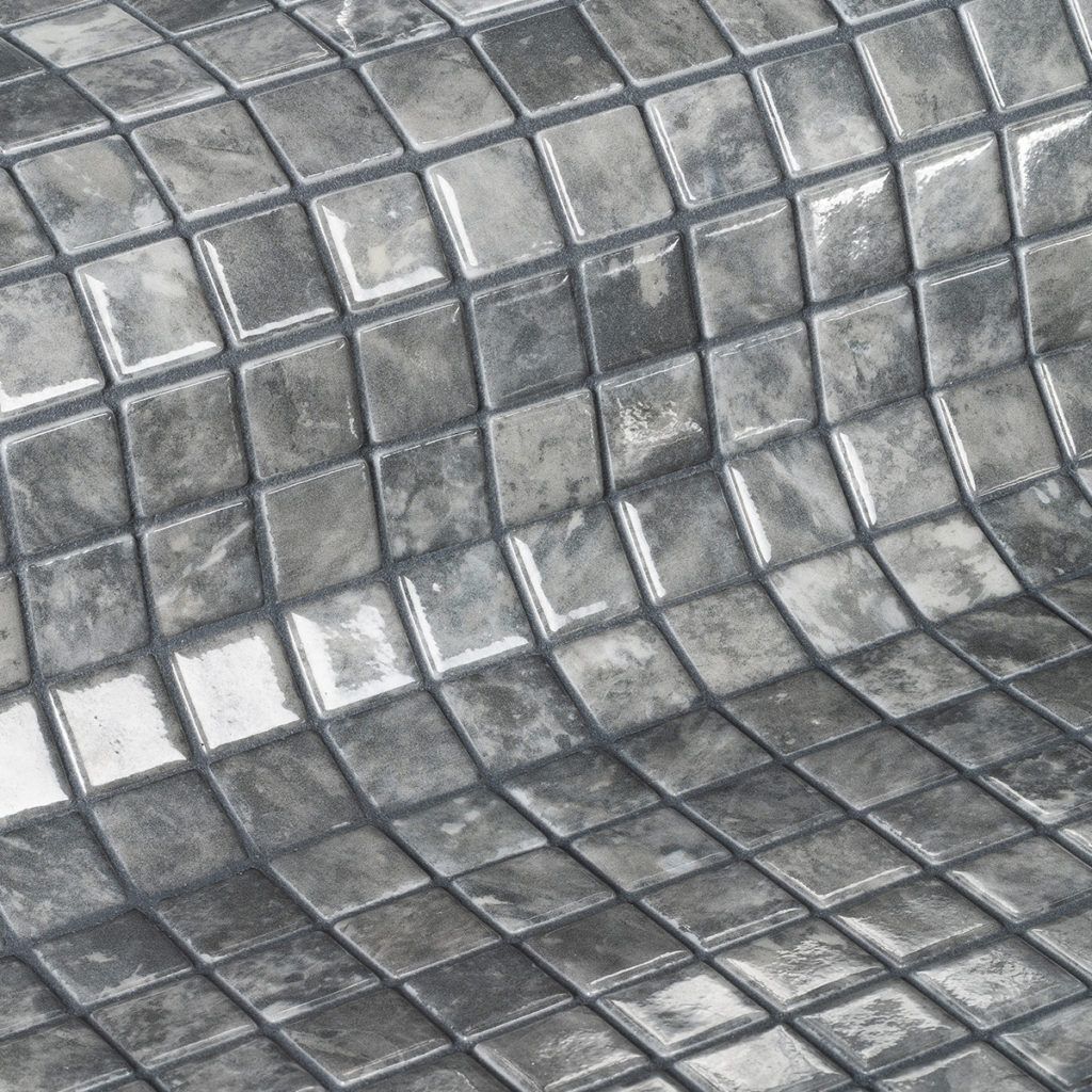 Керамическая плитка Керамин Ezarri Gemma Magnet Серая Стеклянная Глянцевая Мозаика 31,3х49,5 (2,5х2,5)