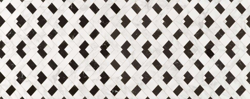Керамическая плитка Керамин Porcelanosa Marmi deco Trenza Черно-белый Узор Глянцевая Настенная плитка 59,6x150