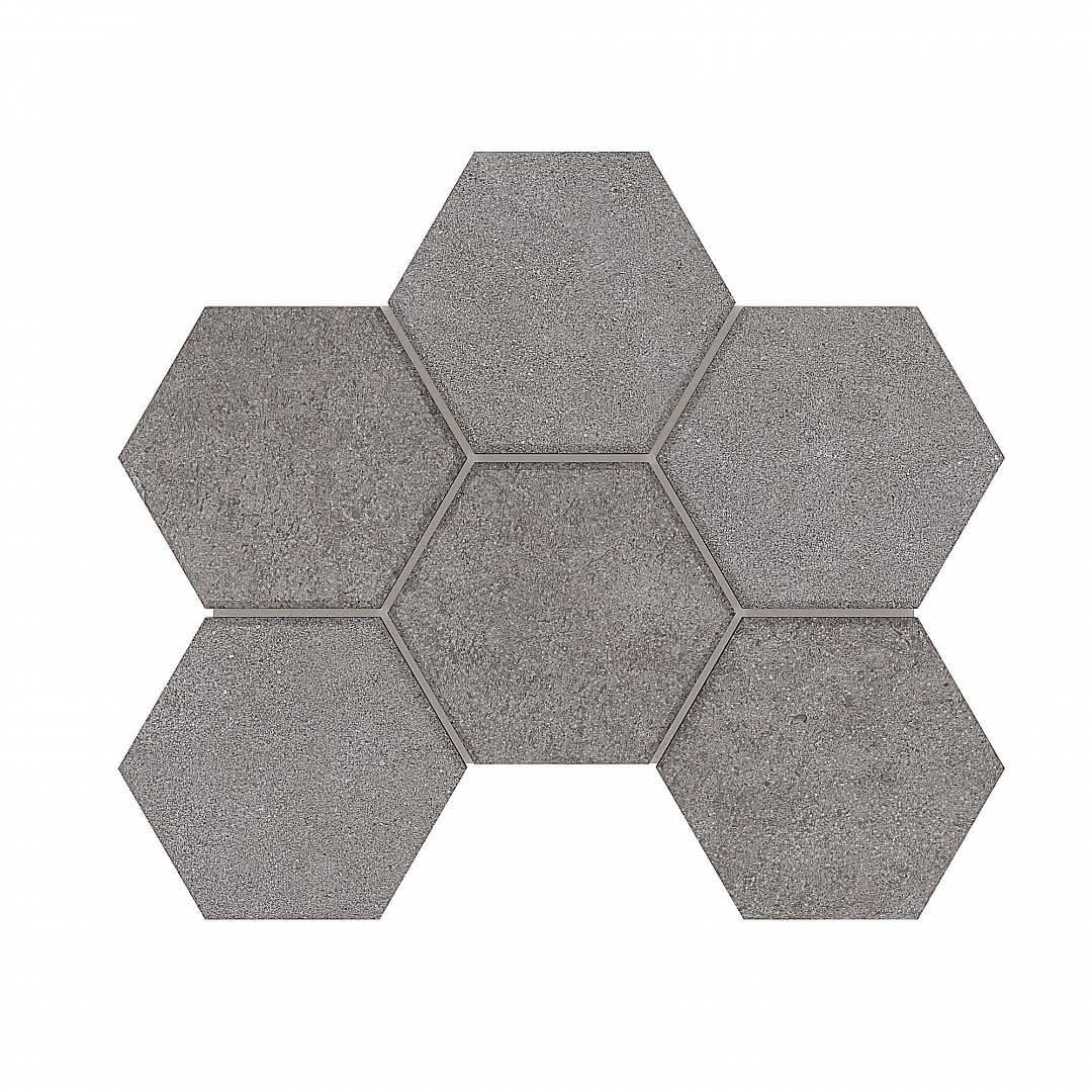 Керамическая плитка Керамин Estima Luna Grey LN02-TE02 Hexagon Серая Лаппатированная Мозаика 25х28,5