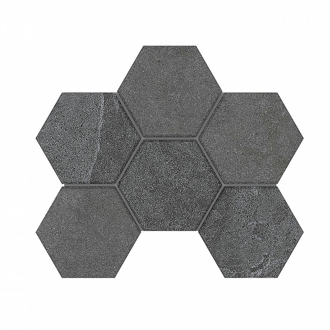 Керамическая плитка Керамин Estima Luna Anthracite LN03-TE03 Hexagon Серая Лаппатированная Мозаика 25х28,55