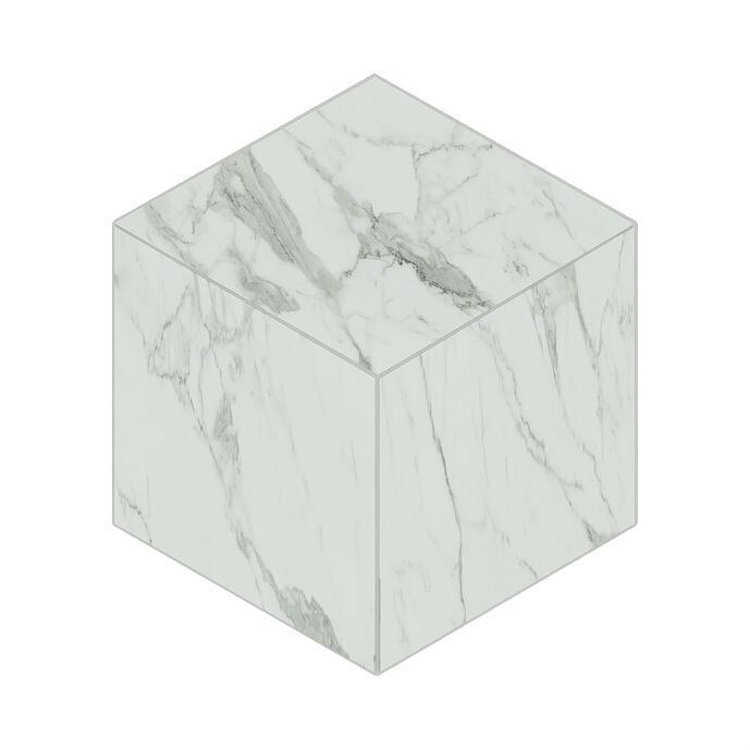 Керамическая плитка Керамин Estima Montis White MN01 Cube Белая Неполированная Мозаика 25х29